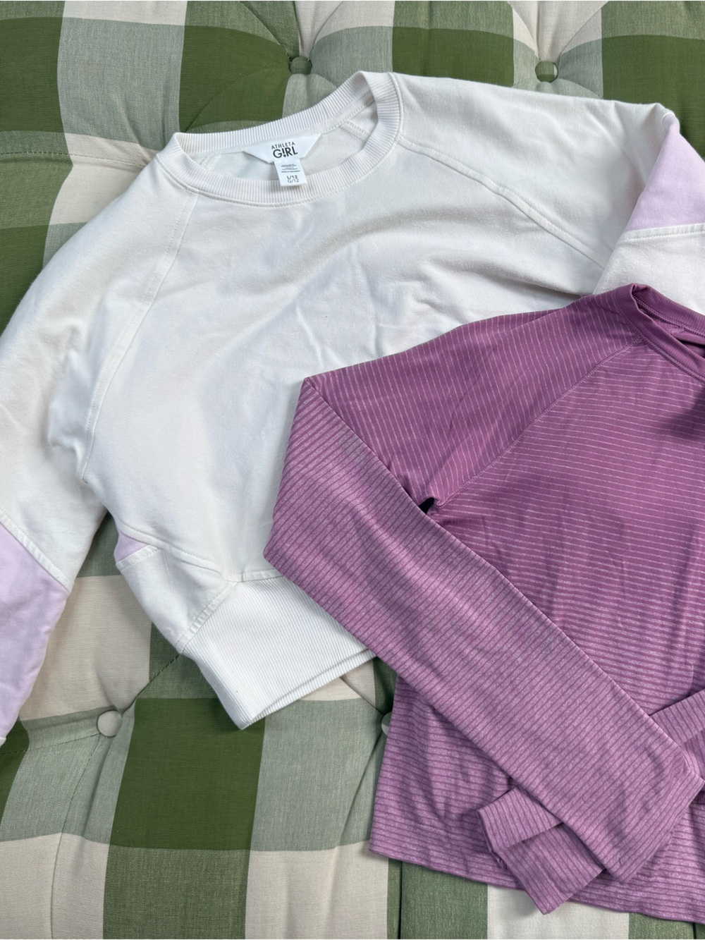 Lot of 2 Athleta Girl 12 Large Cropped Crewneck & Long Sleeve Power up